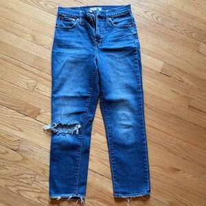 Madewell Blue Distressed Ankle Jeans